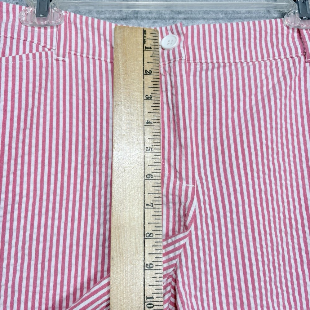 Talbots Petite 12P Pink White Seersucker Bermuda Shorts Preppy Coastal - Picture 10 of 11